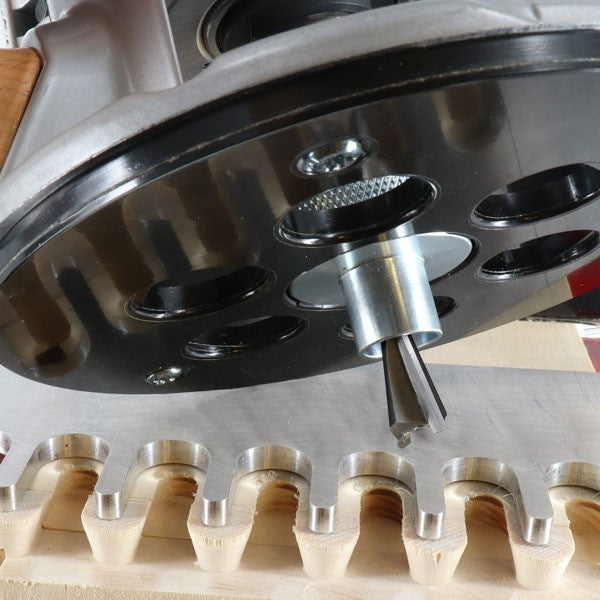 Milescraft Imperial Metal Bushing Set for Plunge Routers - Detailed view of the seven carbon steel router bushings and locknuts