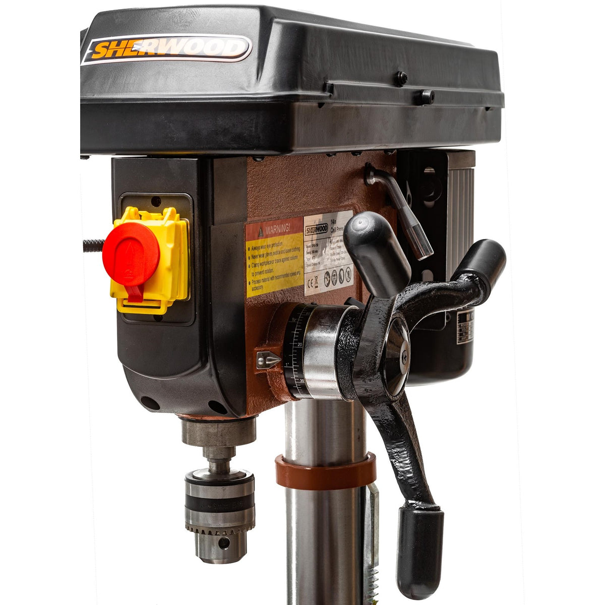 Sherwood Benchtop Drill Press 750W Portable in workshop setting