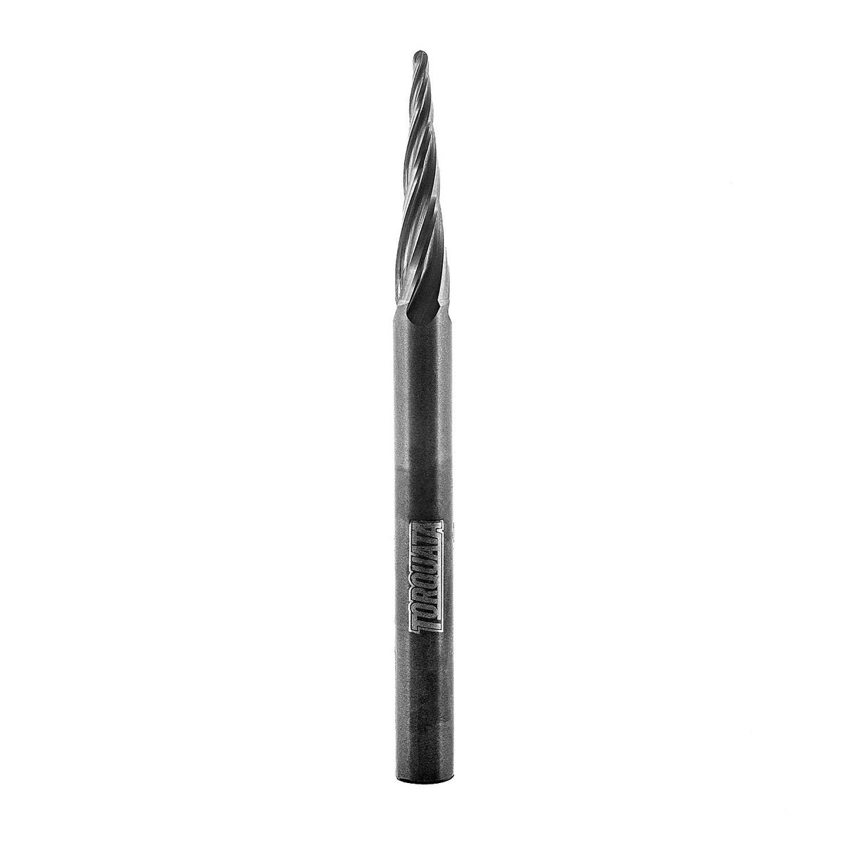 Torquata Spiral Tapered Ball Tip Router Bit, 5.4° x 1.6mm diameter, 1/4in Shank - Efficient cutting for various materials