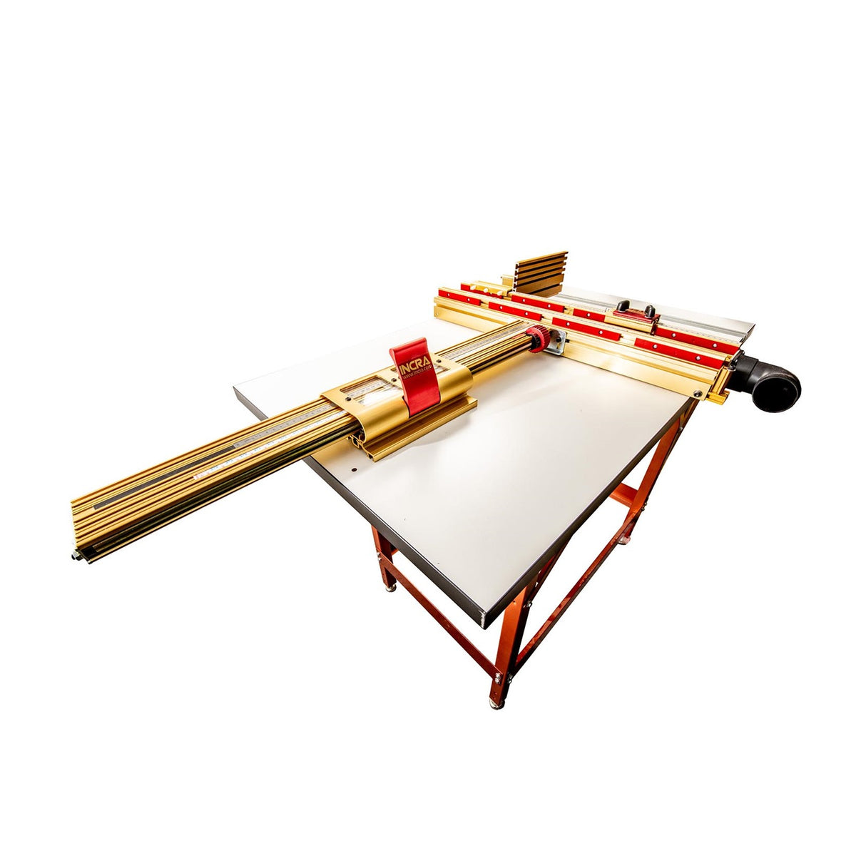 Incra LS Super System 430mm Combination Kit with MAST-R Lift & SRM-1800 Motor, showing router lift and table setup