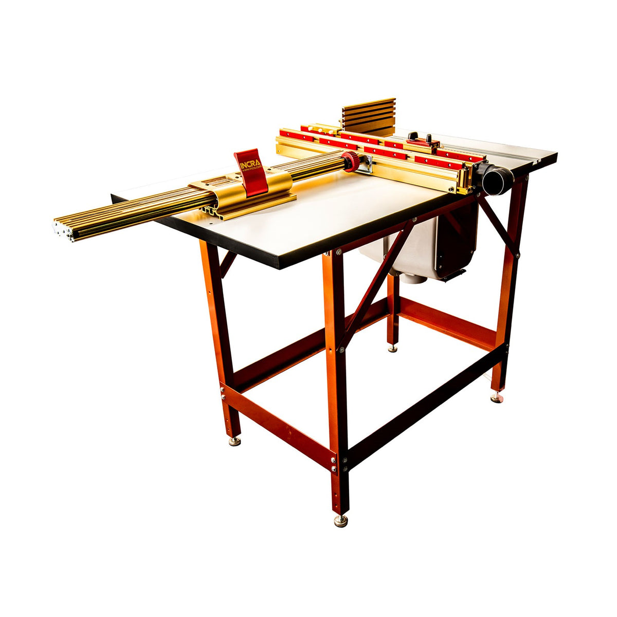 Incra LS Super System 430mm Combination Kit with MAST-R Lift & SRM-1800 Motor, showing precision router table setup