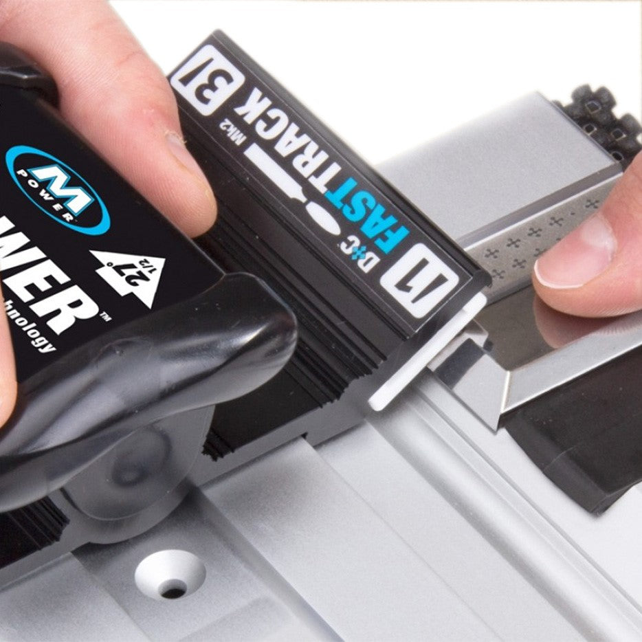 MPOWER FASTTRACK Chisel Sharpener System MK2 in use, creating a super sharp, flat ground edge