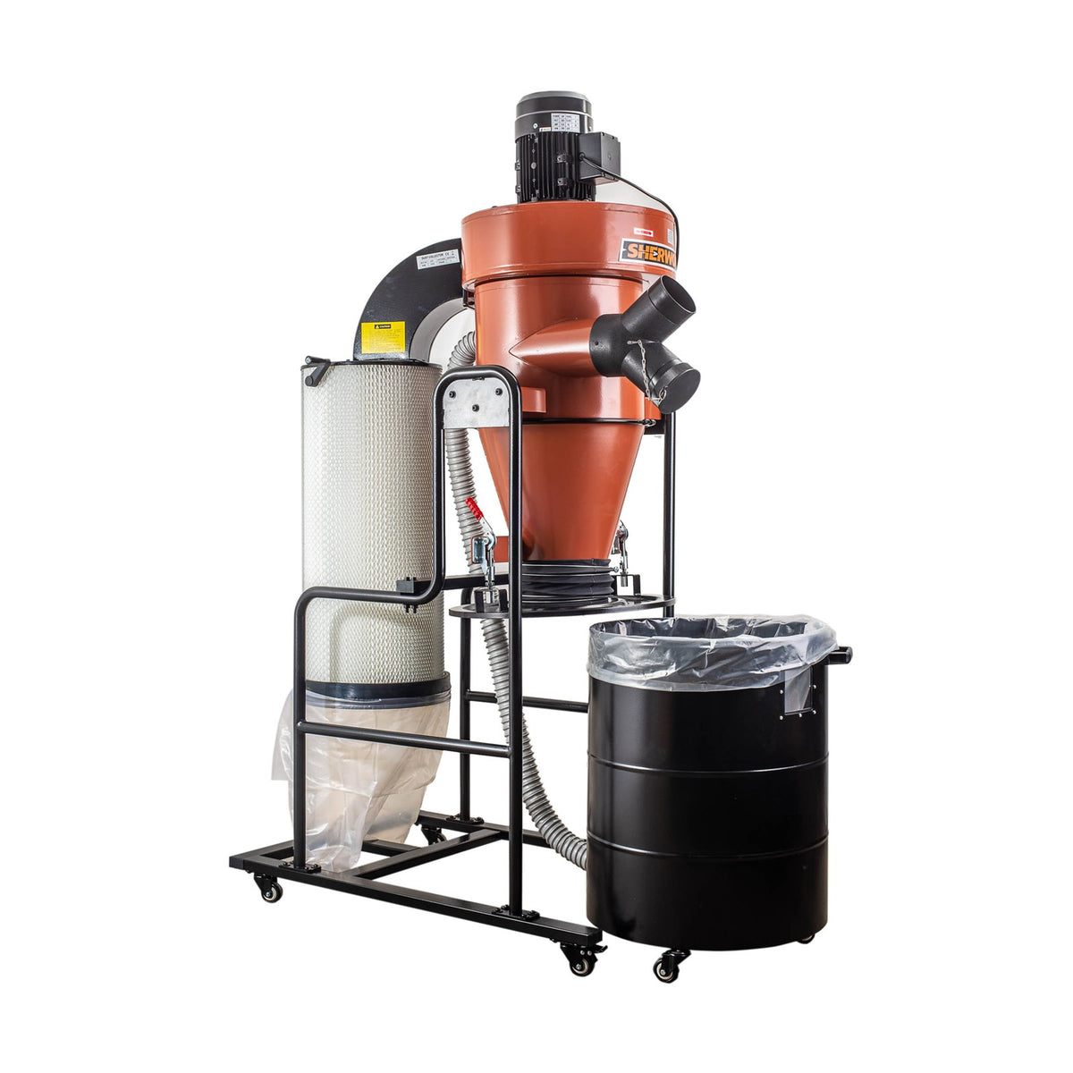 Sherwood 3HP Cyclone Dust Extractor Two-Stage Dust Collection 750CFM - Powerful woodworking dust extraction machine in use