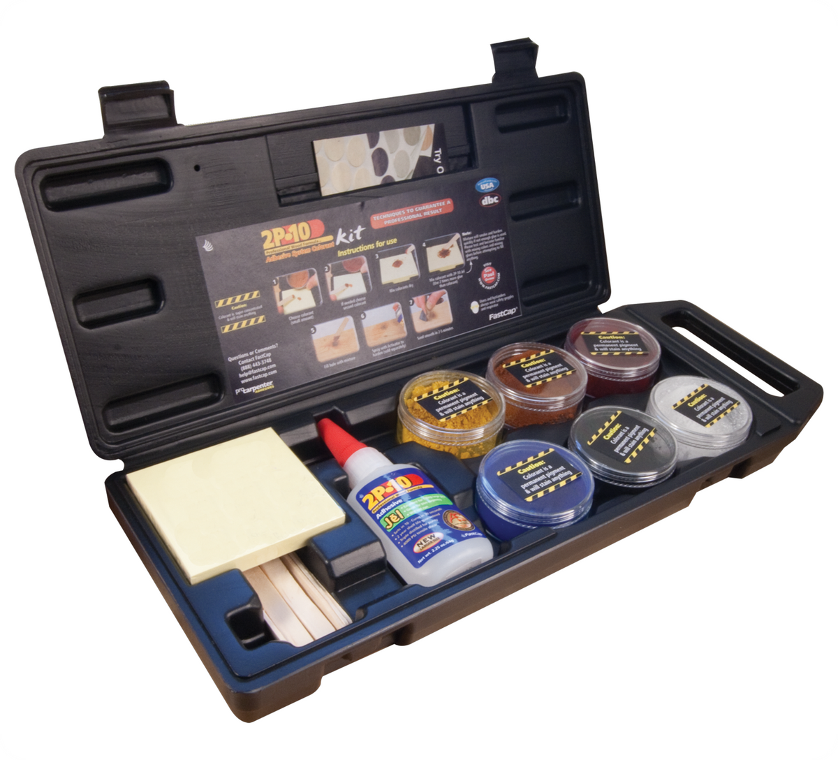 FastCap 2P-10 Super Glue Colourant Set Six Colours in Kit for Professional Woodworkers
