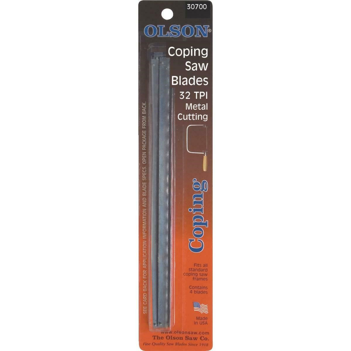 Olson Replacement Coping Saw Blades Pack of 4 - 15TPI Medium Angle
