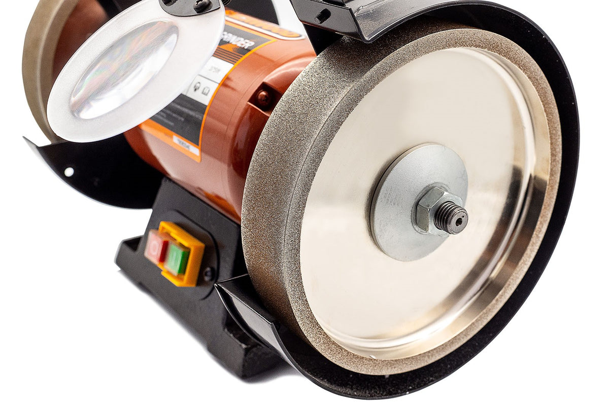 Sherwood CBN Grinder Wheel on Sherwood Slow Speed Grinder, showcasing durable CBN material for precision grinding
