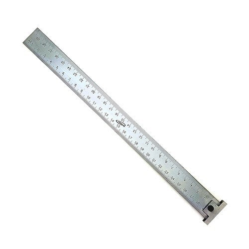 Stainless steel metric hook rule with detachable heavy-duty hook, precision etched markings, available in two sizes