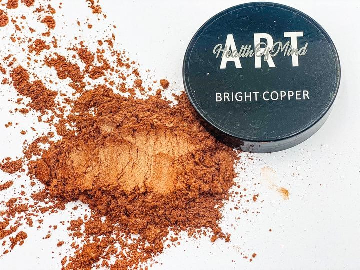 Health of Mind Art Bright Copper 50g Pearlescent Mica Powder for Epoxy Resin - High-grade Australian mica powder in bright copper shade