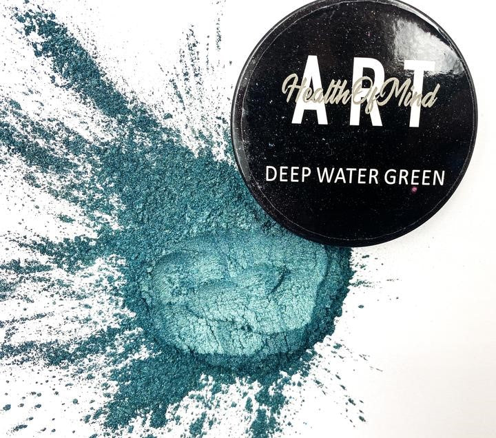 Health of Mind Art Deep Water Green 50g Pearlescent Pigment Mica Powder for Epoxy Resin in packaging