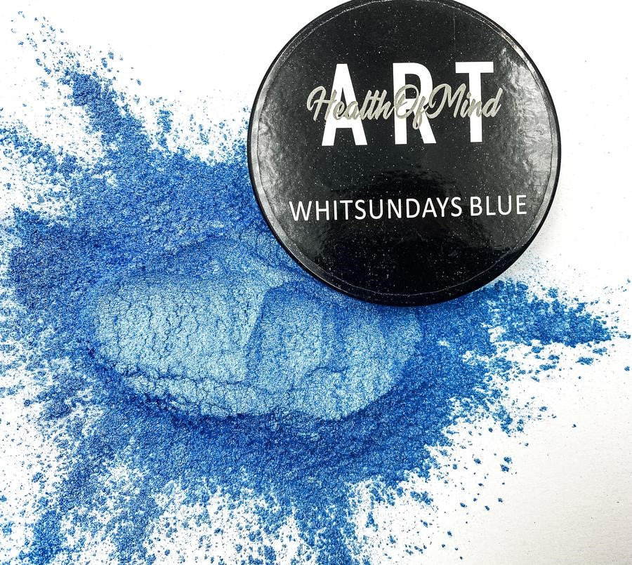 Health of Mind Art Whitsundays Blue 50g Pearlescent Pigment Mica Powder for Epoxy Resin in vibrant blue shade