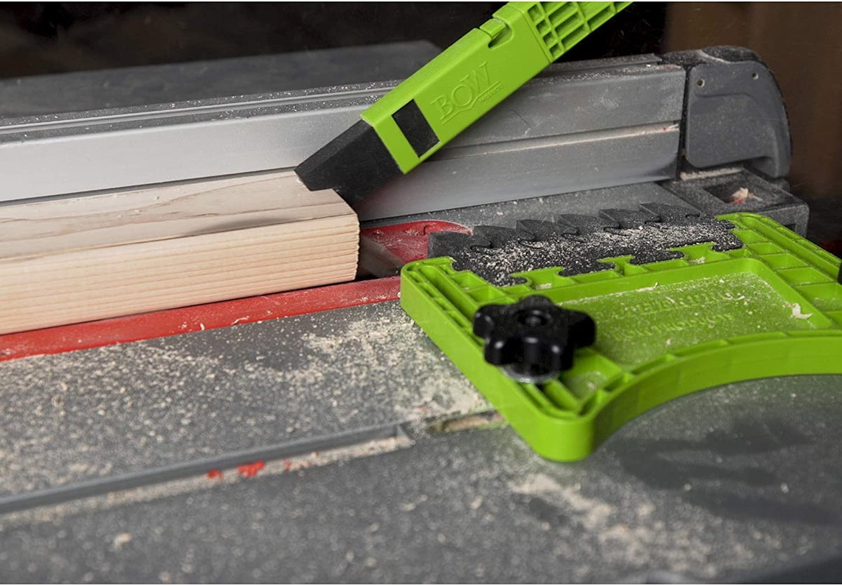 BOW Products PushPRO Push Stick with Replacement EVA Tips in action, enhancing wood safety and control