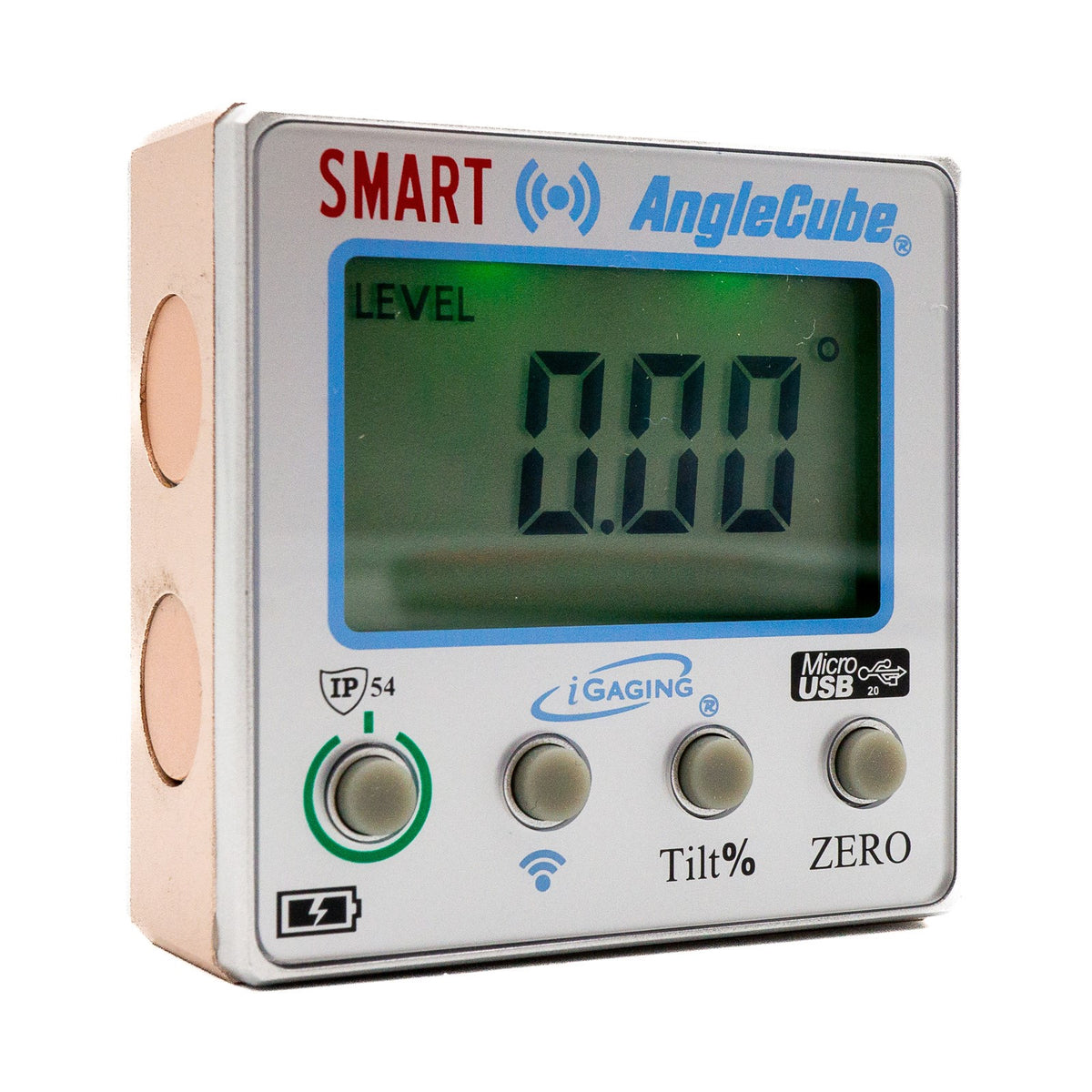 Portable digital angle gauge with magnetic base and Bluetooth connectivity by iGaging. Great for precision woodworking