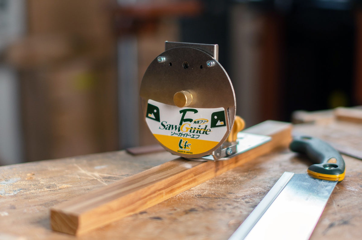 Zetsaw Japanese Compound Mitre Hand Saw Guide angled view in use