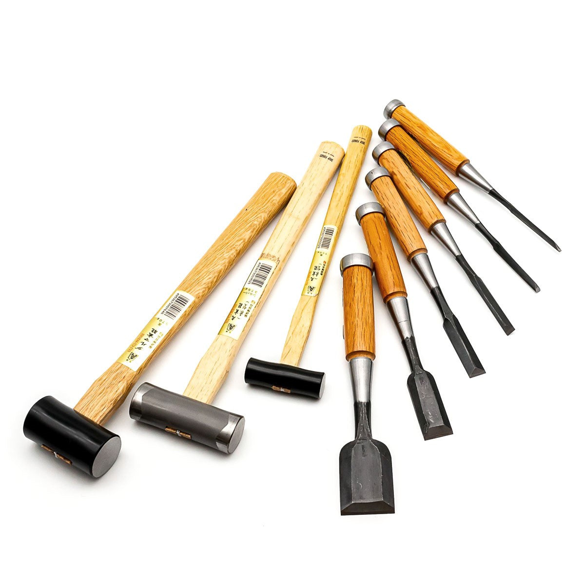 Japanese Joint Master Set of Oire Nomi Chisels & Genno Hammers in action on wood
