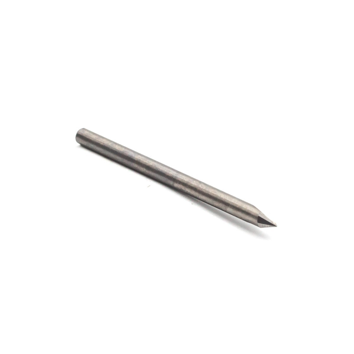 Torquata V-Bit End Mill CNC Bits Twin Flute Solid Carbide 1/8in Shank, side view milling plastic and composite panel