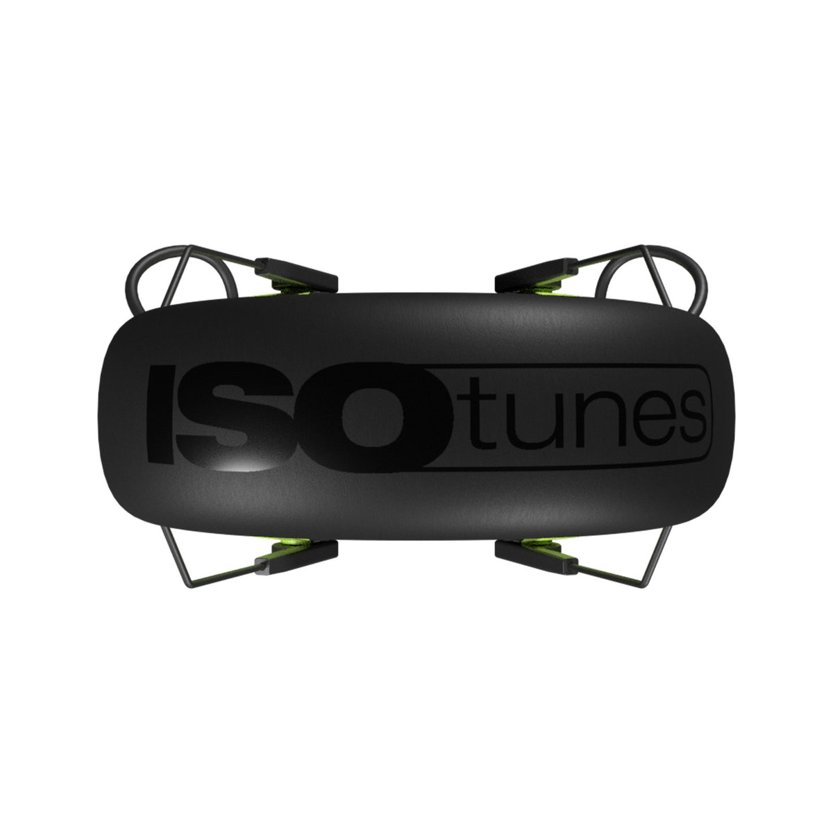 ISOtunes Air Defender Bluetooth Earmuffs in Black/Green colour, side view, showcasing Bluetooth controls