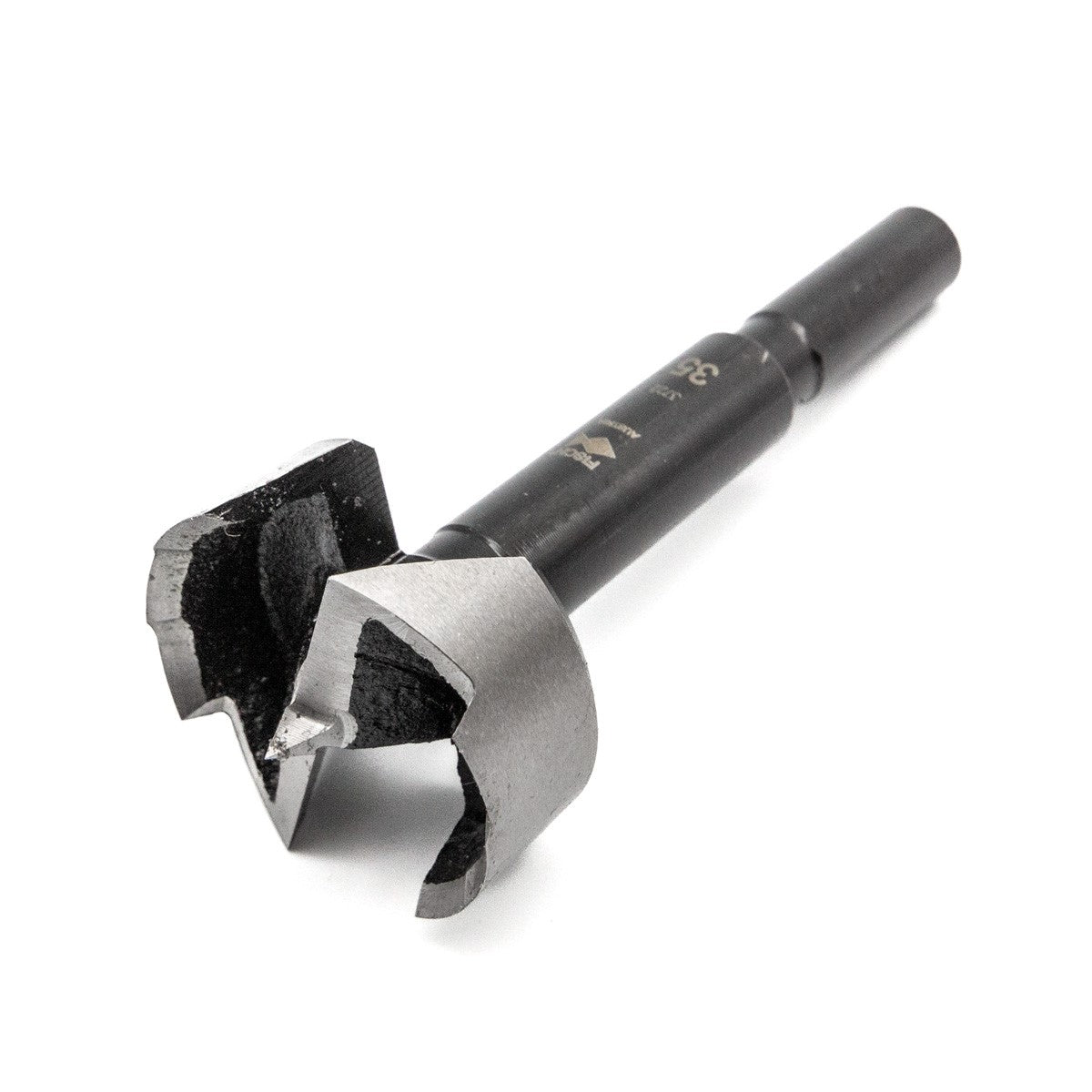 Fisch Black Shark Pro Forstner Bit drilling into hardwood with precision
