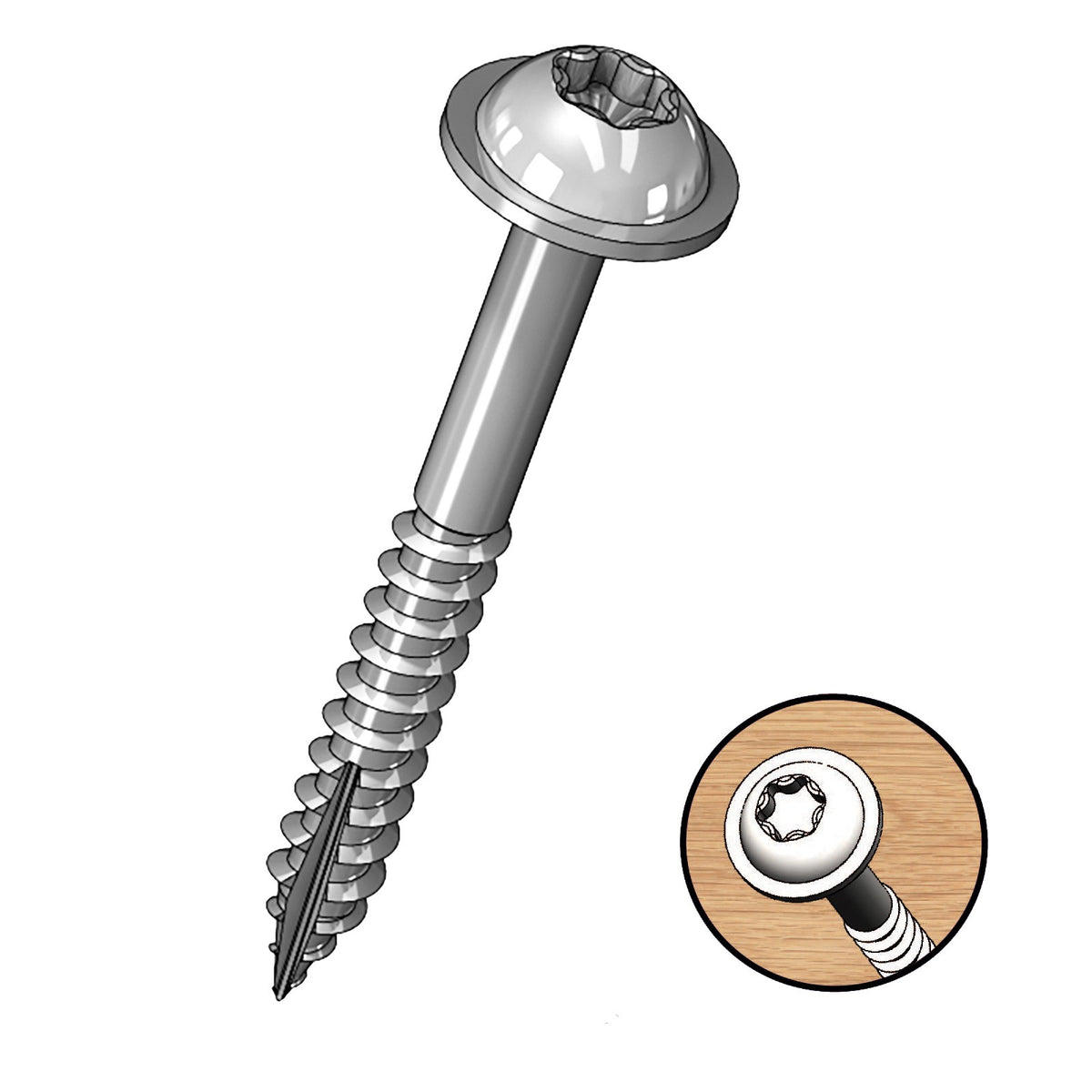 Milescraft 31mm Fine Thread Pocket Hole Screws - Pack of 1000, T20 Star, Washer Head - Angle View