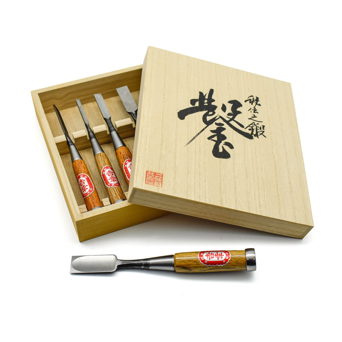 Fujikawa Japanese Chisels Set of Five Oire Nomi Yellow Paper Steel woodworking tools from an Australian store