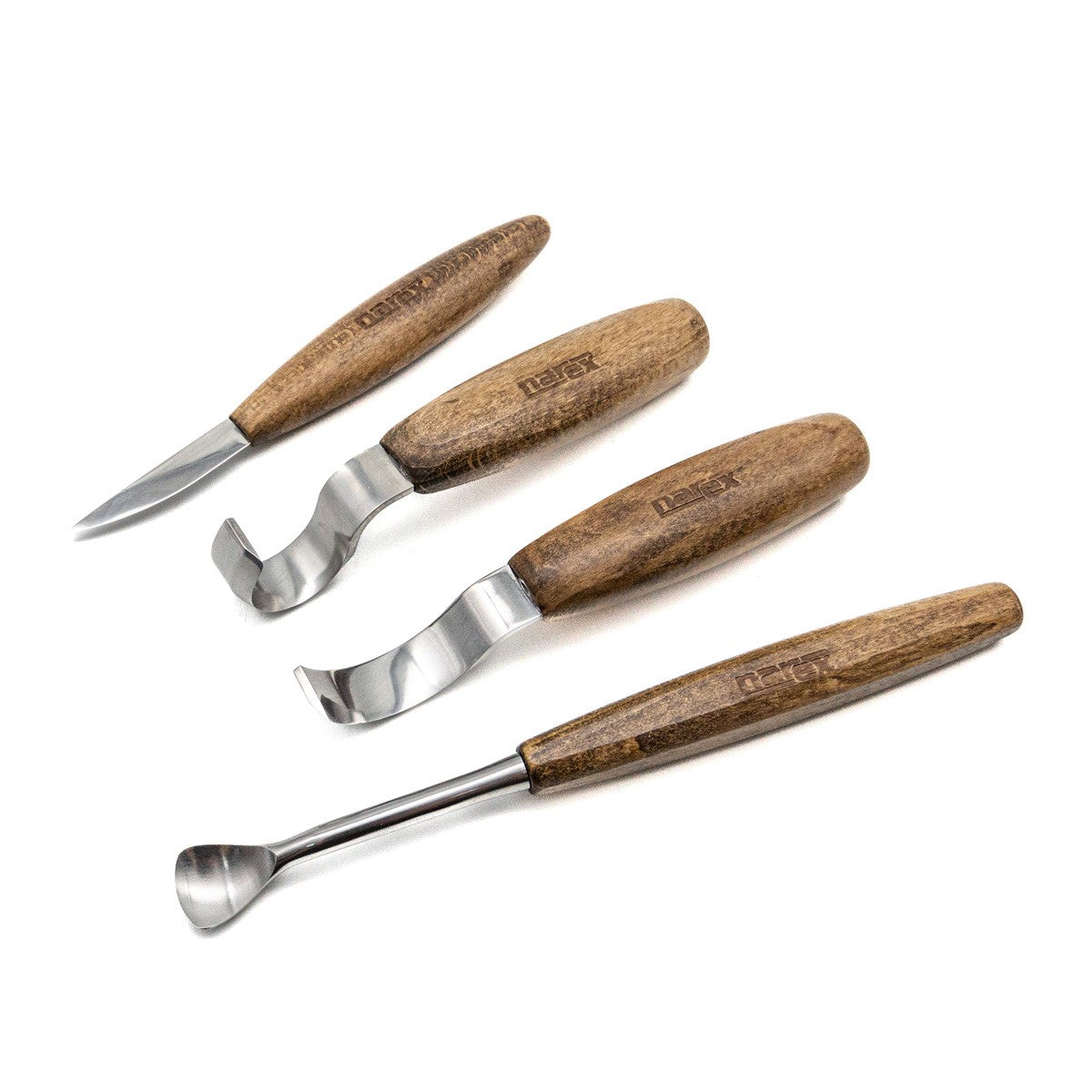 Narex Set of 4 Spoon Carving Chisels Right Handed for Woodcarving in action
