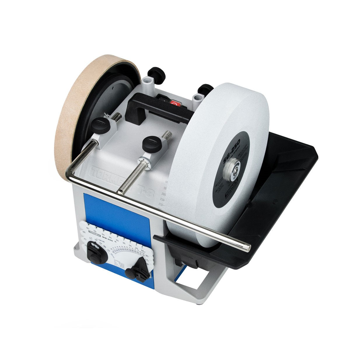 Tormek T-8 Wet Stone Grinder in action, sharpening tools with precision