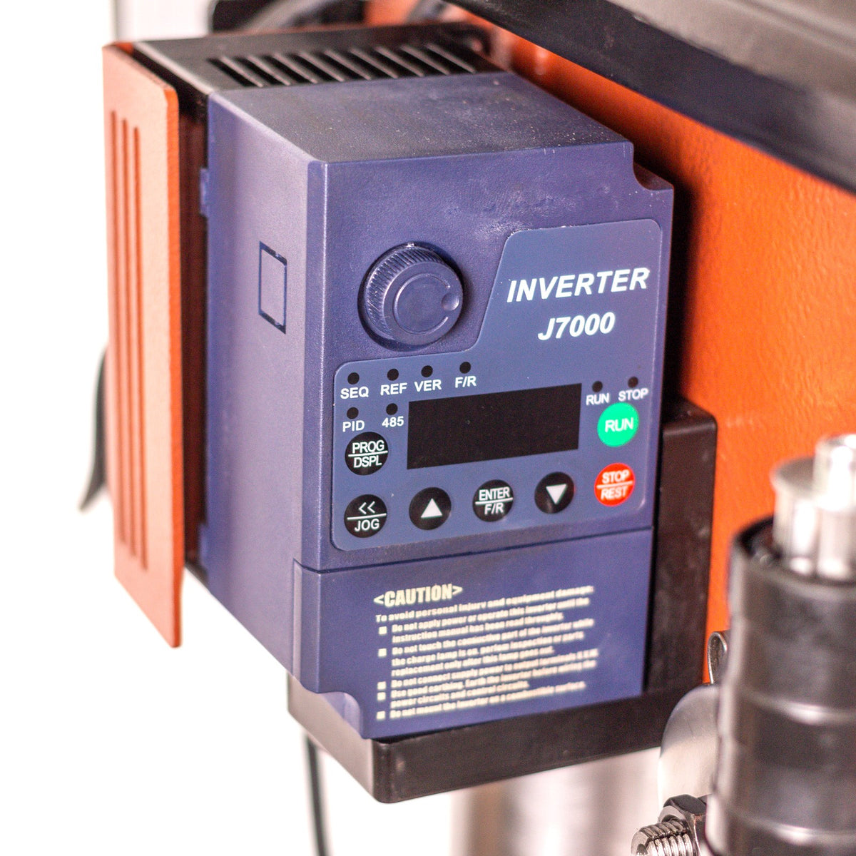 Sherwood EVS 750W Drill Press demonstrating variable speed control and precision drilling capabilities