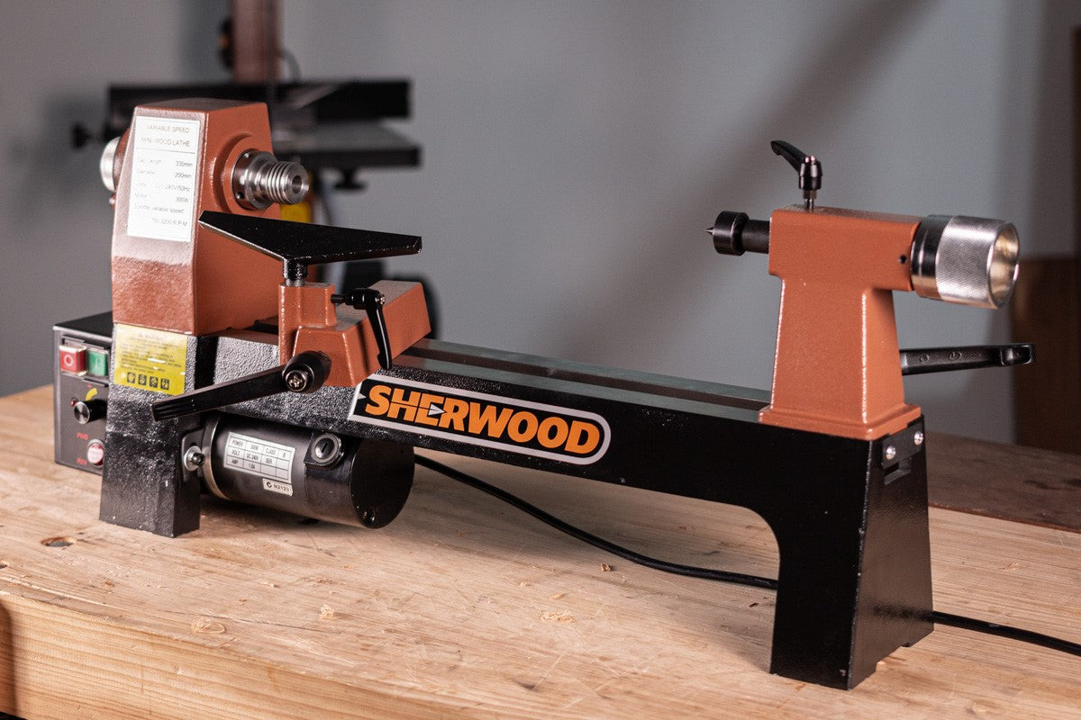 Sherwood Micro Wood Lathe in use, showcasing its precision and versatility