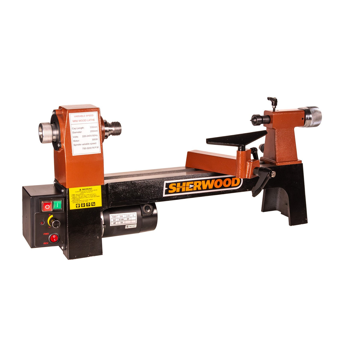 Sherwood Micro Wood Lathe 200mm Swing 300W, ideal for intricate woodworking projects