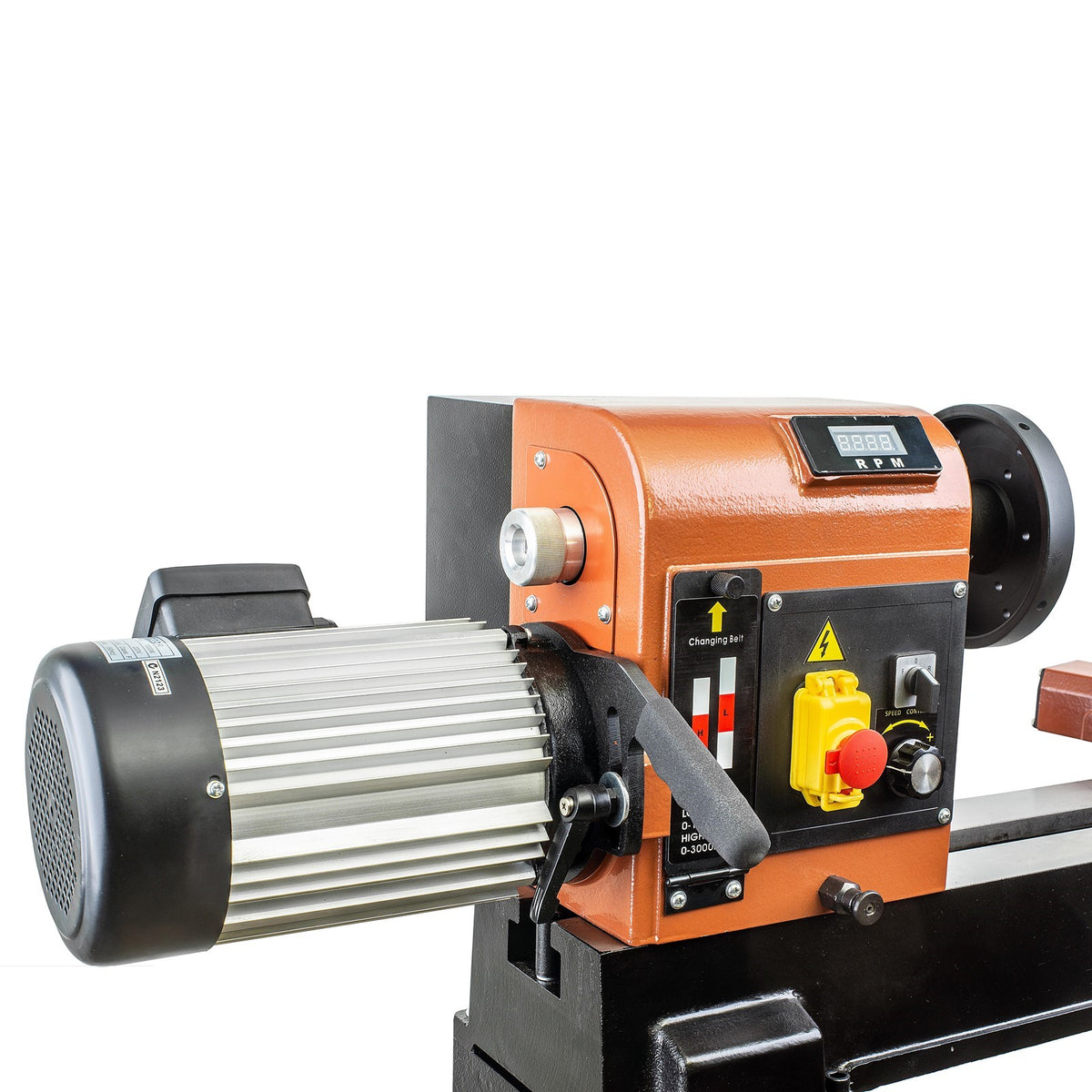 Sherwood Maxi EVS Wood Lathe 400mm Swing 1500W 2HP with Stand in action with precision machining