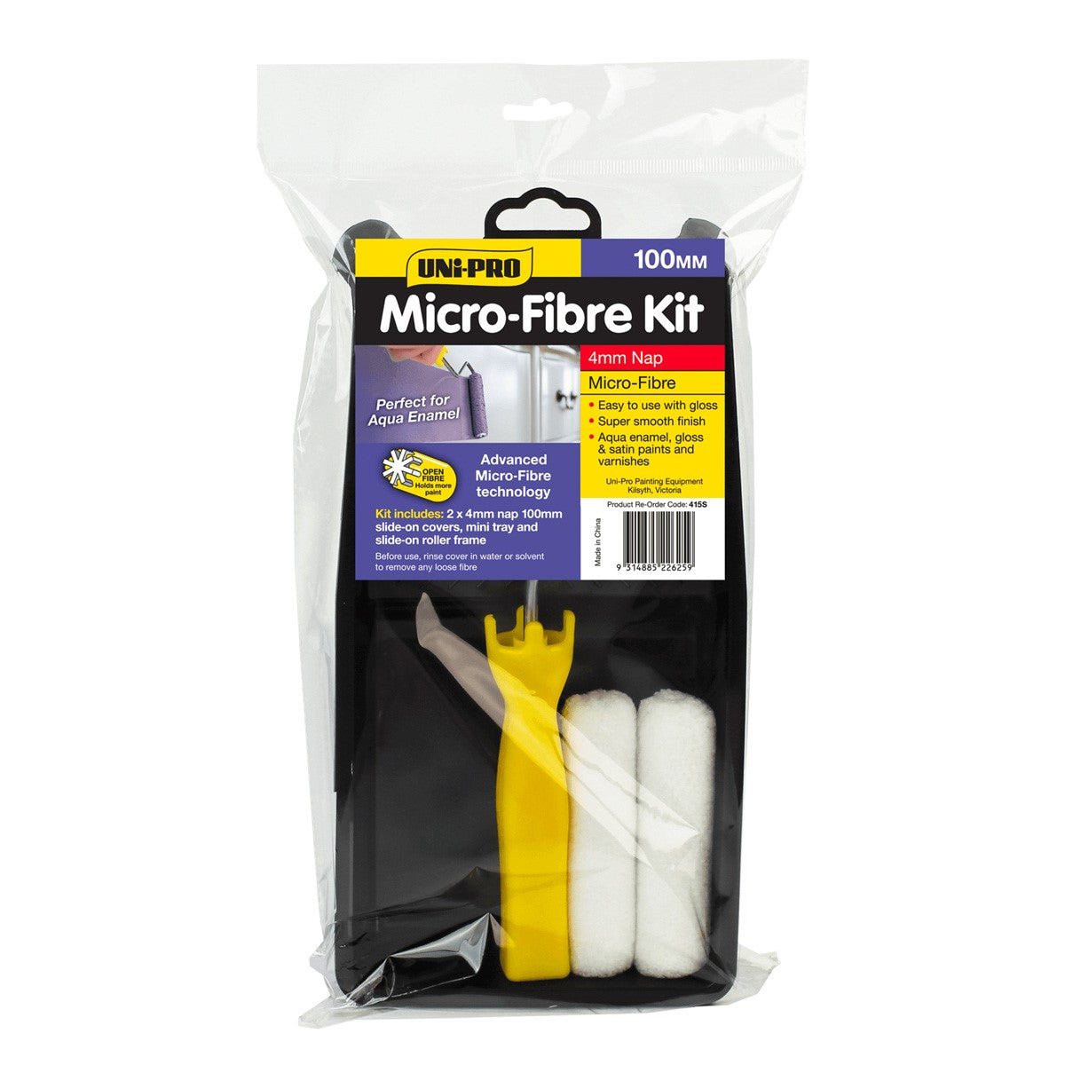 UniPro Microfibre Roller Kit - 100mm in use with matte paint application