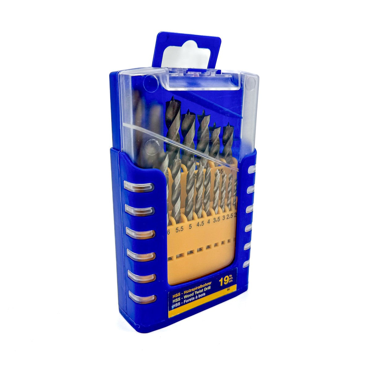Fisch Standard Brad Point Drill Bits Set in Metric HSS, showing sharp cutting edges and durable steel construction