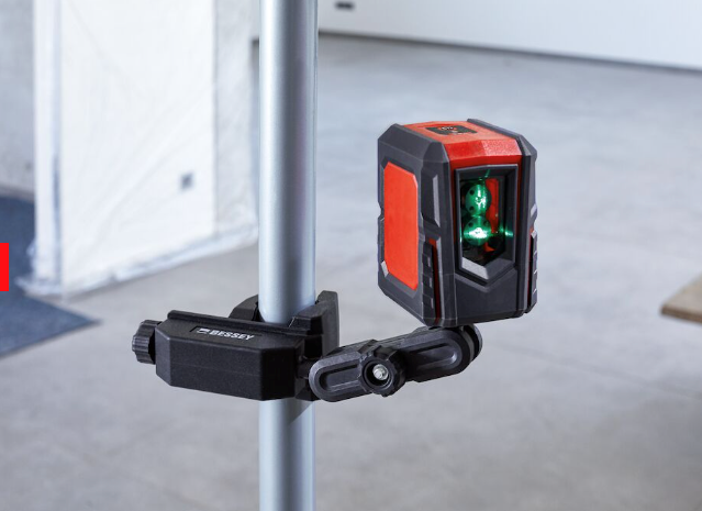 Bessey Multi Function Laser Fixture Clamp On Support for 1/4in Laser Mounts in use with telescopic drywall support