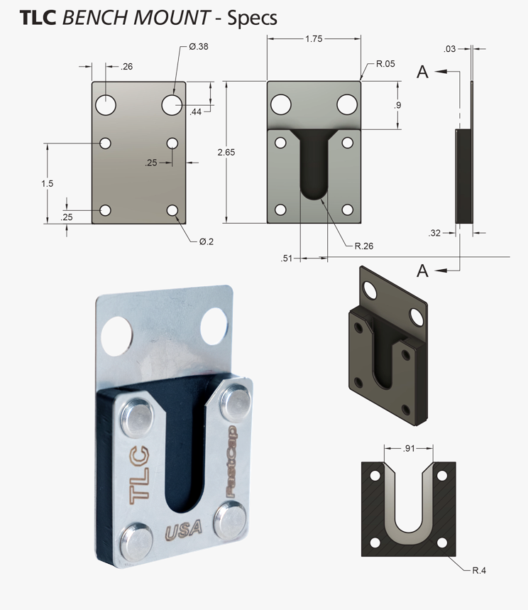 FastCap TLC Tool Lock Bench Mount securely bolts tools to vertical surfaces for easy access