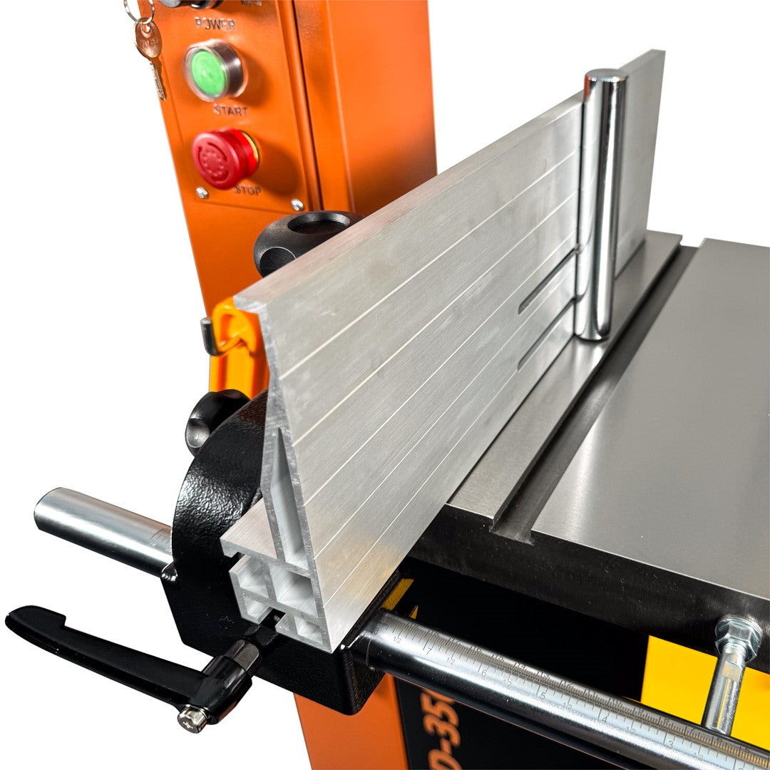 Sherwood 14in 2500W 3HP Heavy-Duty Bandsaw in action slicing through thick timber