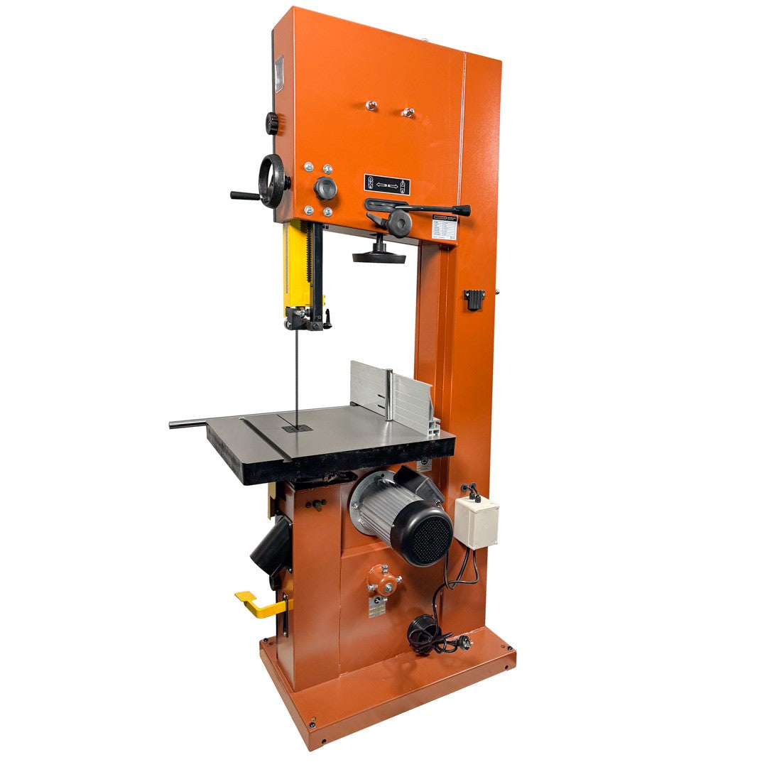 Sherwood 18in Heavy-Duty Bandsaw in action, cutting through wood effortlessly
