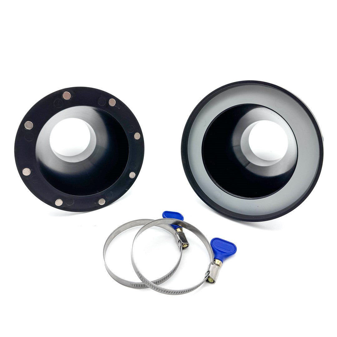 Sherwood 2 1/2in Magnetic Quick Connection Dust Extraction Coupling Set in use with dust hose and outlet