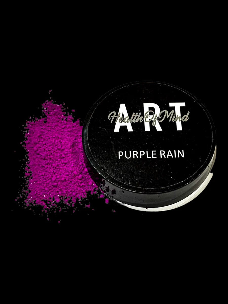 50g jar of Health of Mind Art Purple Rain neon pigment powder for epoxy resin, bright and vibrant Australian woodworking tools