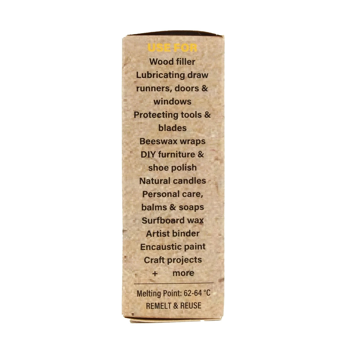Gilly's Pure Beeswax Bar Food Safe 50g in natural block form, showcasing Australian quality and food-grade certification