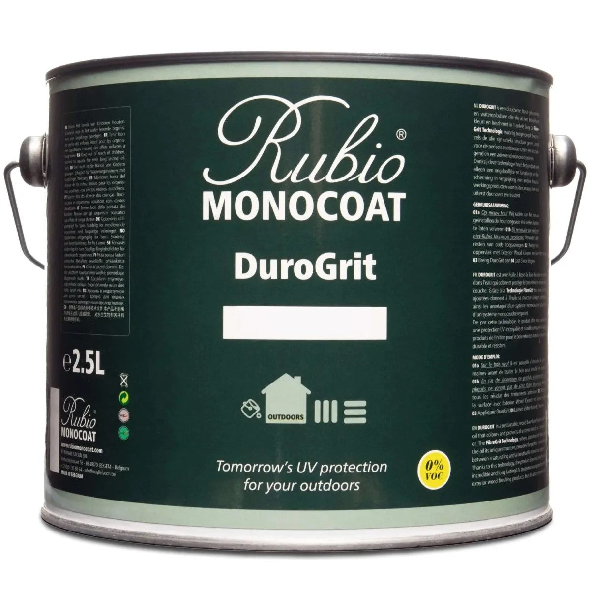 Rubio Monocoat DuroGrit Charred Black 2.5L exterior oil finish on Pine wood