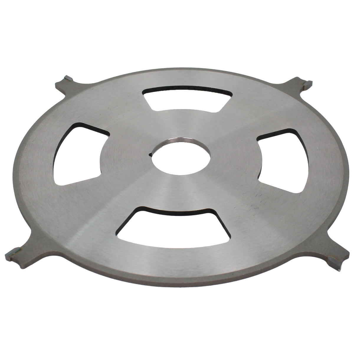 Torquata 8in Metric Dado Saw Blade Set with Shims & Chippers - Close-up view of the saw blade set with metric measurements