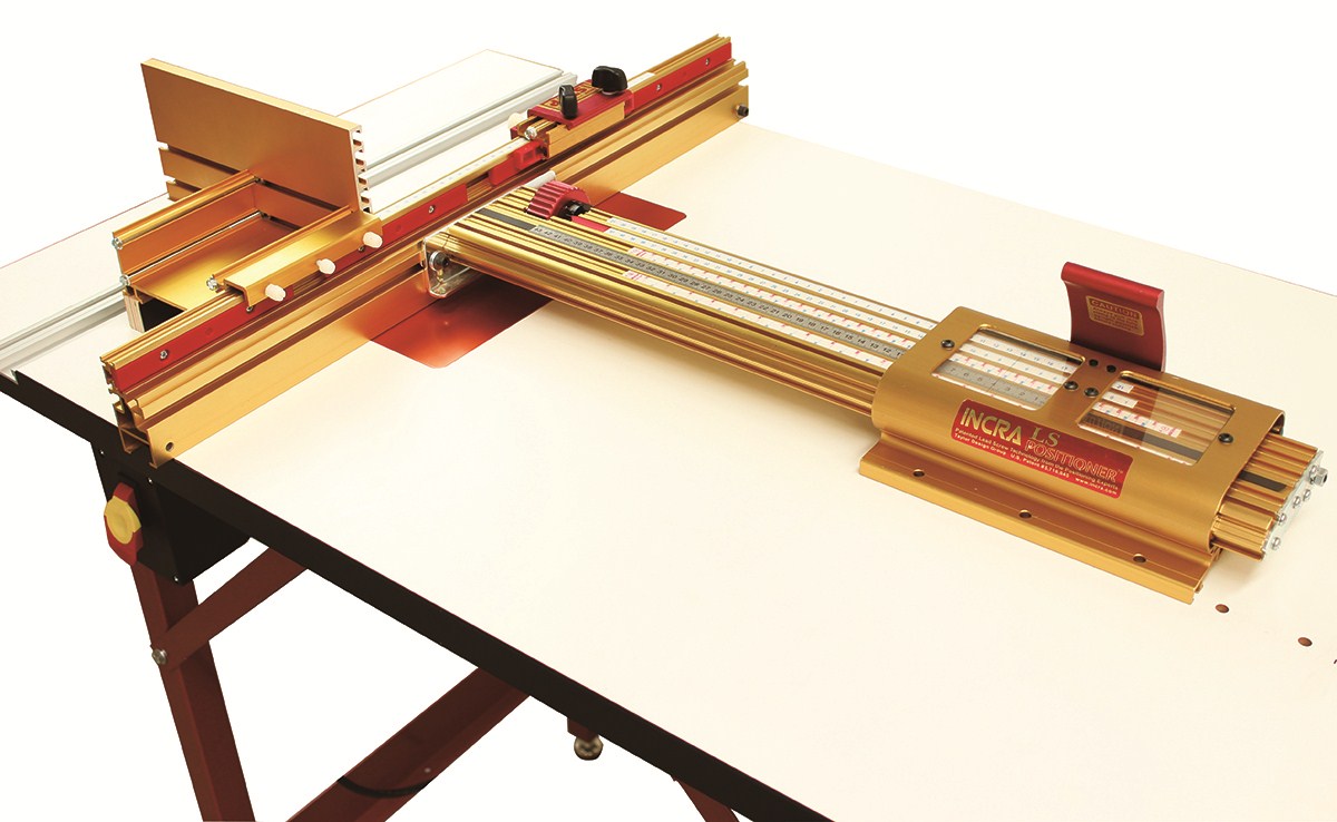 Incra LS Joinery Router Table Fence Positioner System 685mm Capacity in action on woodworking table