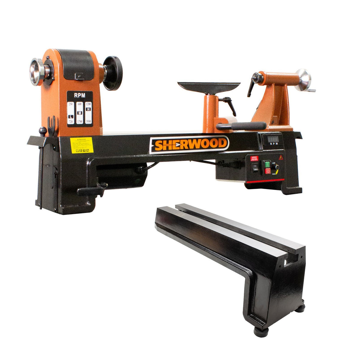 Sherwood Midi Wood Lathe with Bed Extension in action at high speed