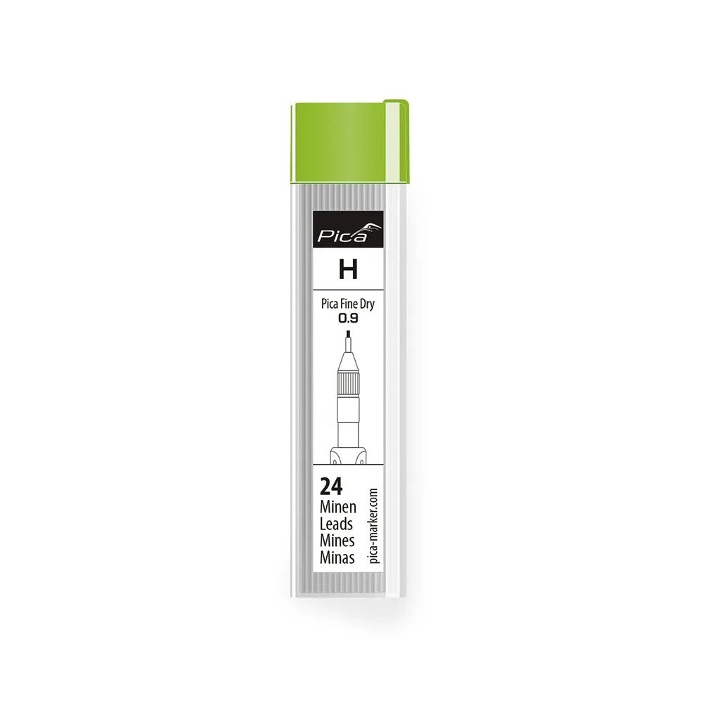 Pica Pack of 24 H Lead Refills for Dry Fine Automatic Pencil - Close-up of 24 H lead refills for precision marking