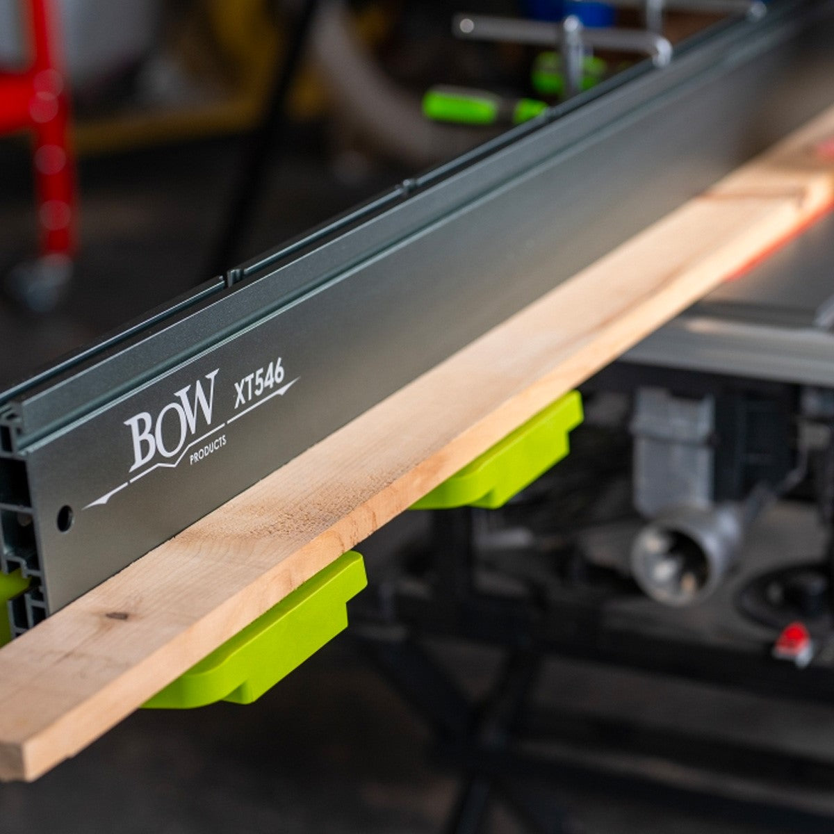 BOW Products 46in XT XTENDER Fence Starter Set installed on woodworking table