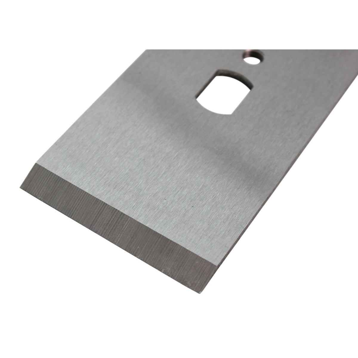 Luban replacement cap iron for #6 & #7 bench planes, top view showing dimensions