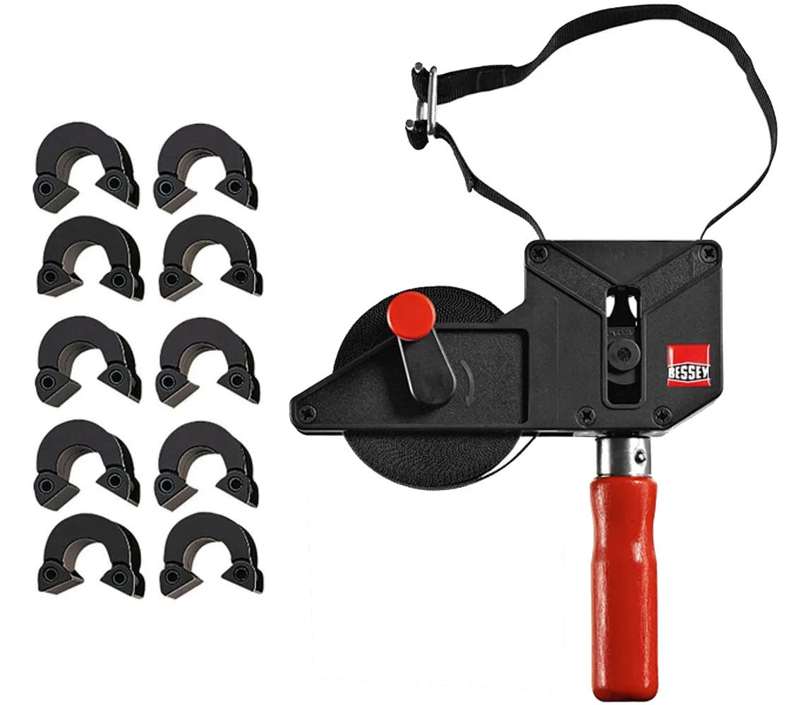 Bessey Heavy Duty Band Clamp 7m Capacity with Vario Corners in action, perfect for clamping curves and closed contours