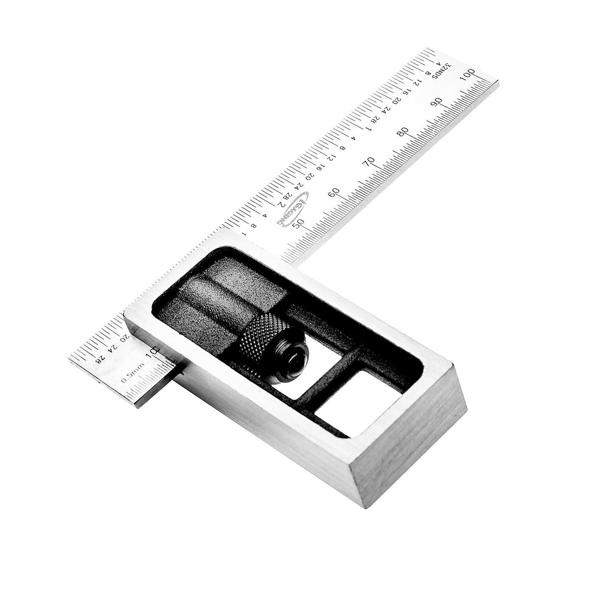 iGaging Set of 2 Double Squares, 100mm & 150mm, Metric & Imperial, satin ground blades on cast-iron bases