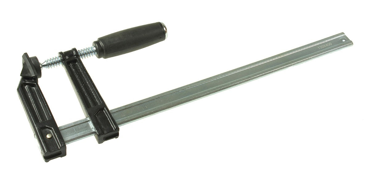 Torquata Quick Action F Clamp with 120mm jaw and 400mm capacity in use