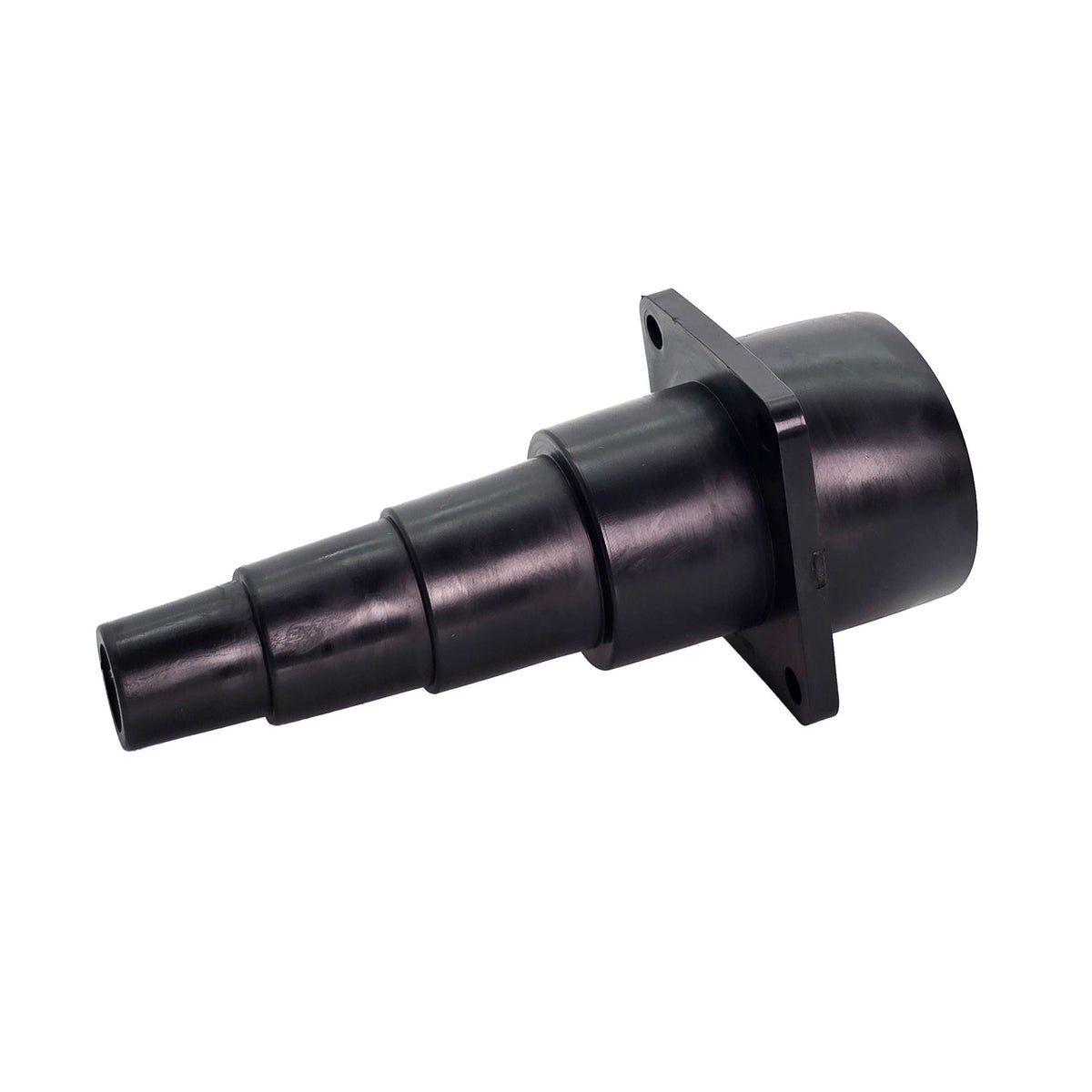 Sherwood stepped dust hose reducer connecting 2 1/2in to 1in hoses in woodworking workshop