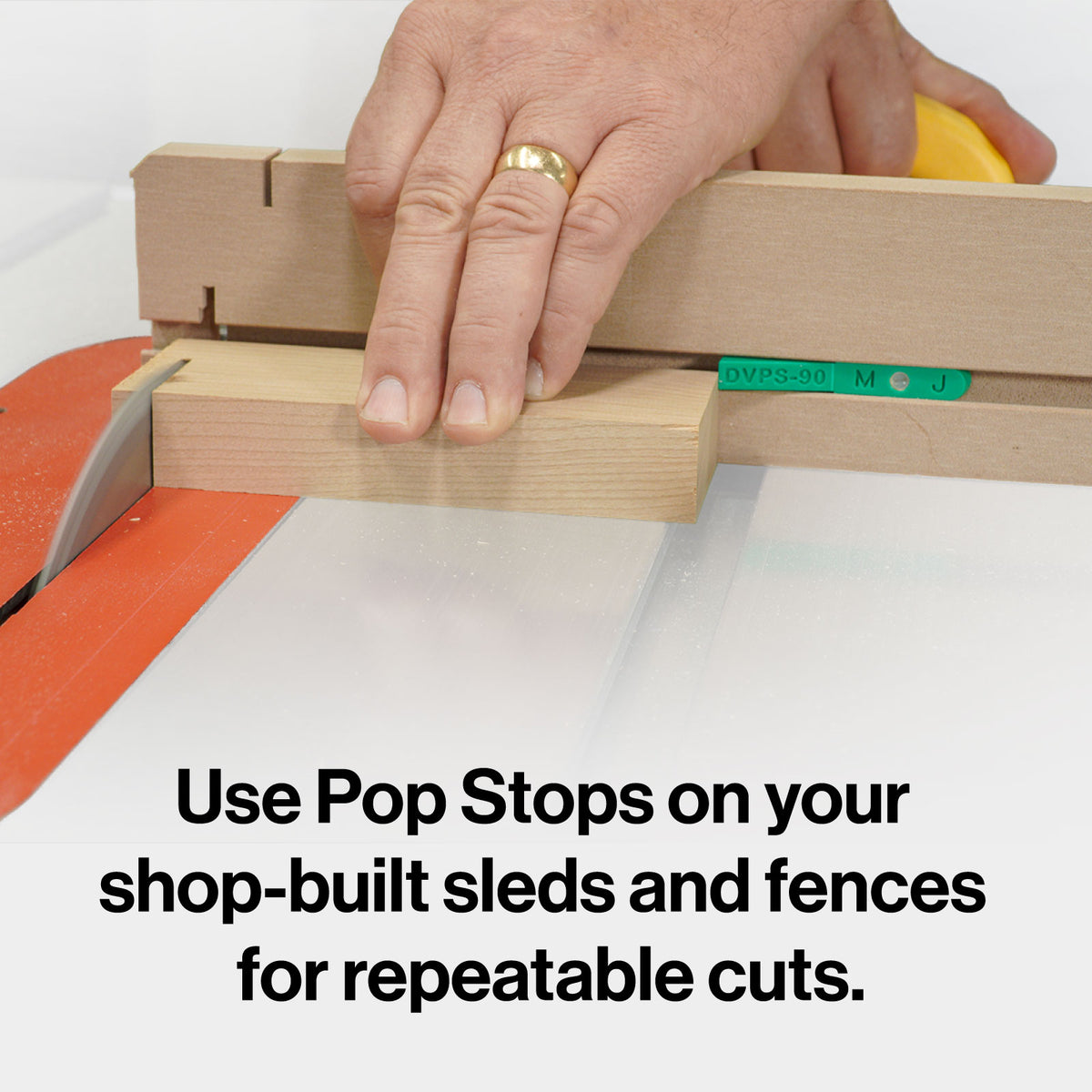 Microjig Matchfit PopStop in use on Dovetail Track System